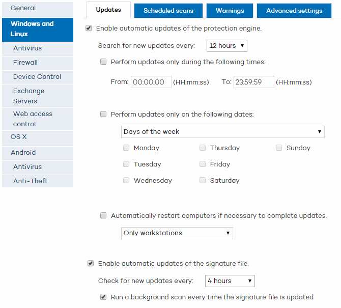 Config Windows Update System File Update settings